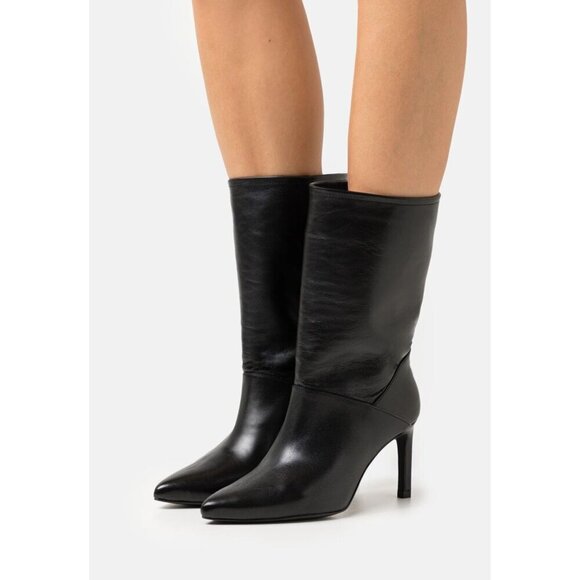 All Saints Shoes - Allsaints Orlana Pointed Toe High Heel Slouch Boots in Black 6 with Box Womens